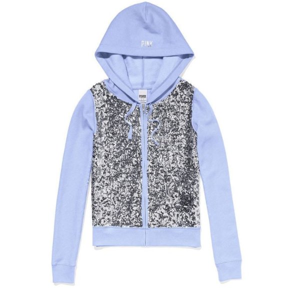 Victoria's Secret PINK Lavender Bling Perfect Zip Hoodie - Picture 1 of 16